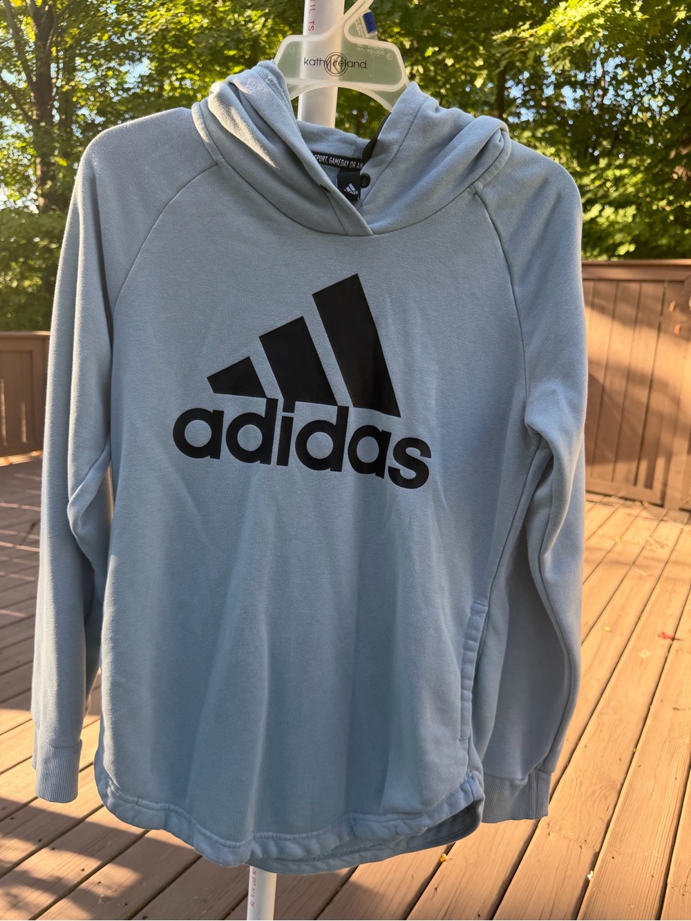 adidas Light Blue Hoodie with Black Logo